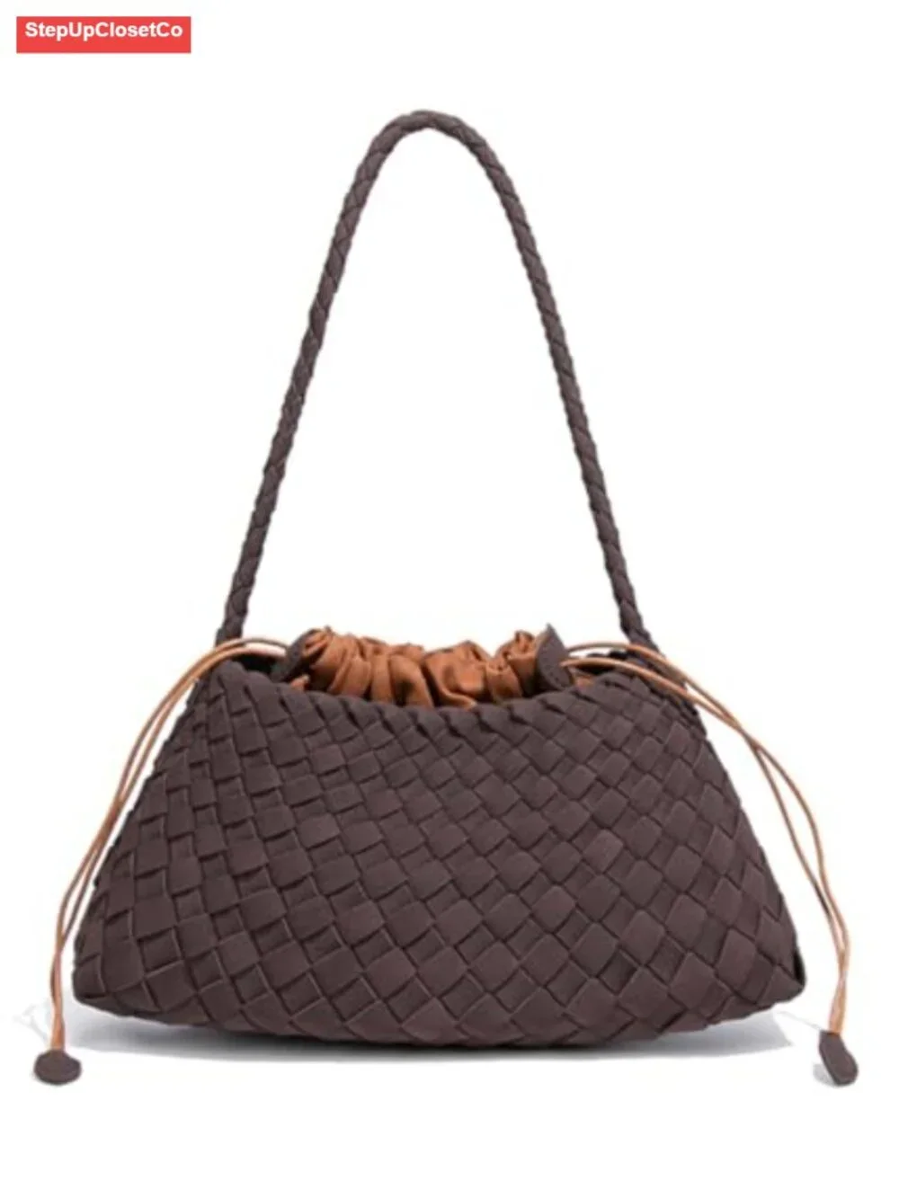 Slouchy Woven Hobo Bag Faux Leather Suede Shoulder Purse Tote Travel Handbag